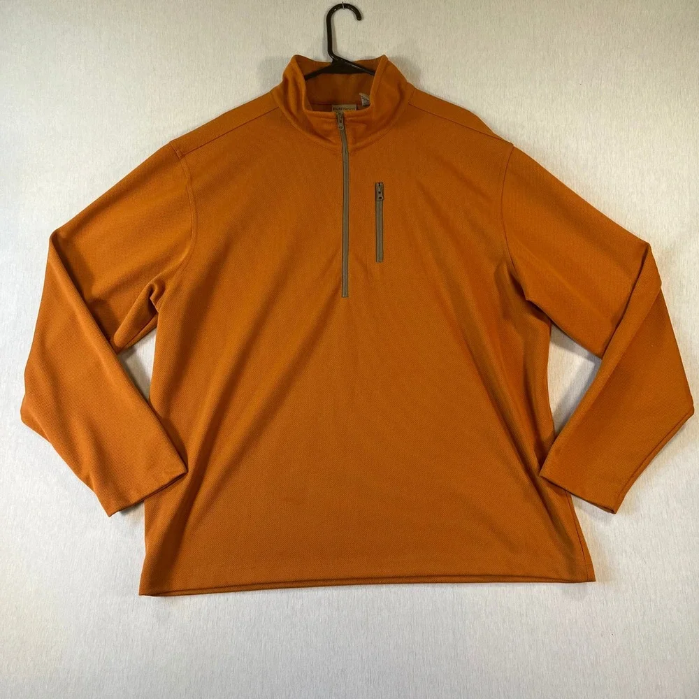 Vintage RuffHewn Mens XL Quarter Zip Burnt Orange Pullover Textured Waffle Knit